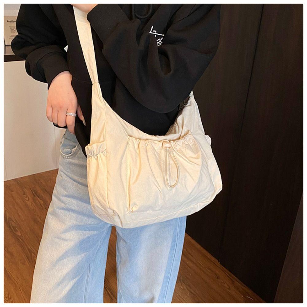 Pleated Crossbody Bag Handbag Drawstring Bag Casual Nylon Shoulder Bag  Outdoor