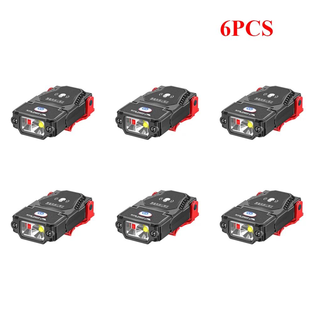 1-10pcs LED Sensor Headlamp USB Rechargeable Hat Clip Cap Light Torch Camping Headlamp Work Light For Hiking Fishing Headlight