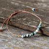 Ethnic Style Moss Agate Beaded Bracelets, Handmade Braided Rope Crystal Bracelets for Women, Woven Adjustable Jewelry Wholesale