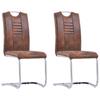 Day and Night - Day and Night Cantilever Dining Chairs 2 Pcs Brown Artificial Suede Leather