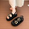 Muffin Platform Casual Sandals Women's Summer 2025 New Fashion Double-breasted Metal Buckle Foreign Trade Roman Sandals Women