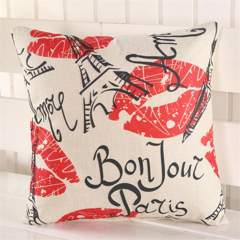 45x45cm Vintage Retro Flower Geometry Printed Home Sofa Chair Cushion Cover Cotton Linen Decorative Pillow Case