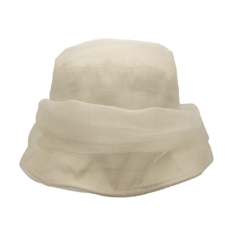 Printemps nouveau fil de lin plissé chapeau de pêcheur à bassin design de niche pare-soleil crème solaire montre petit visage à la mode polyvalent