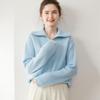 Women's Cashmere Half-Zip Rib Knit Sweater with Lapel