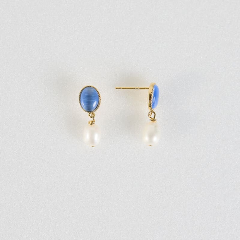 Les Bijoux Philosophy LB_Blau Edelstein Perlenohrring