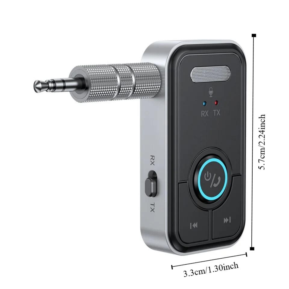 Bluetooth 5.3 Araç AUX Ses Adaptörü Alıcı Verici 3.5mm Jak AUX Kablosuz Ses Adaptörü Araba Kulaklıkları TV Hoparlörleri için