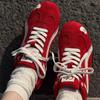 Leather Version Red Women's Retro Versatile Sports Casual Shoes Flats Breathable, Lightweight and Trendy