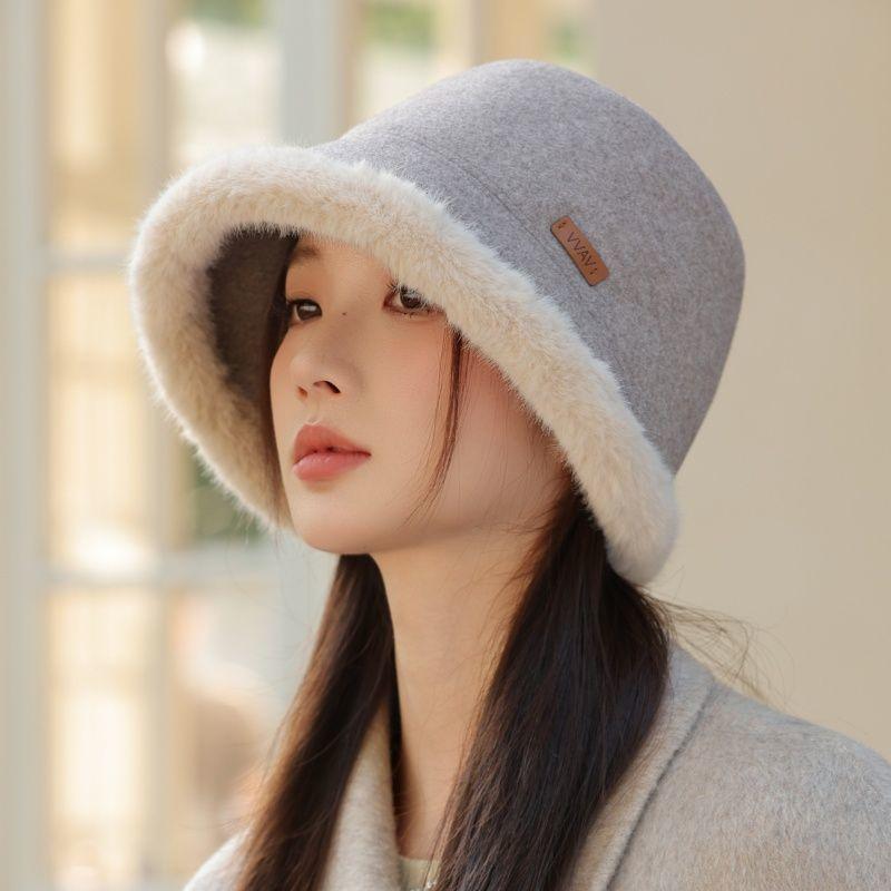 Plush Warm Thickened Bucket Hat Women's Autumn and Winter Cold and Windproof Ear Protection Basin Hat