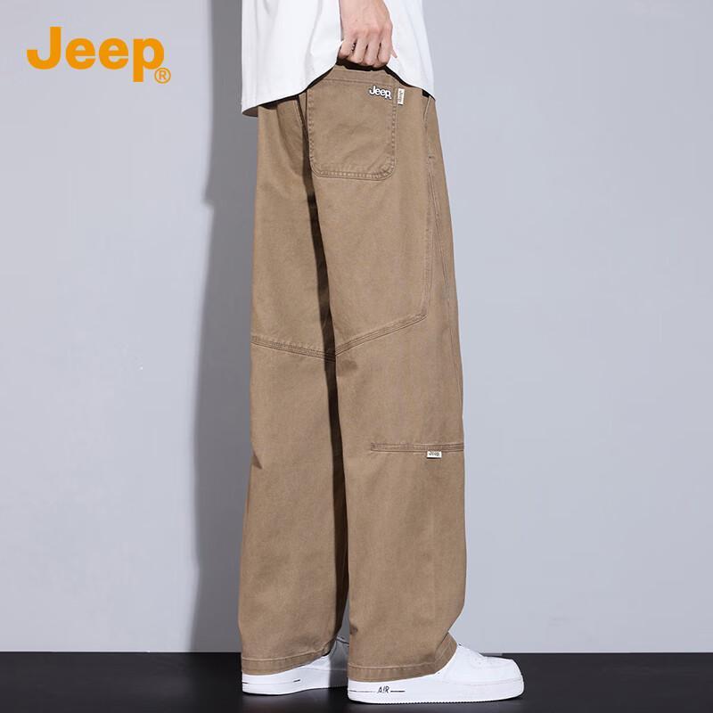 JEEP Men's American Style Pure Cotton Straight-Leg Casual Cargo Pants
