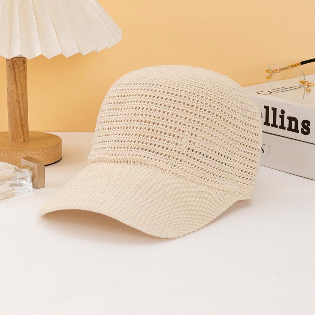 Korean Knitted Hollow Baseball Cap with Adjustable Outdoor Versatile Casual Duckbill Cap for Spring and Summer, Men's and Women's Knitted Caps