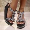 Mode Damen Keilsandalen Sommer High Heel Sandalen Mode Perle Schmetterling Strasssteine Lässige Sandalen für Damen Plateau Sandalias