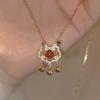New Chinese bunny safety lock necklace women's light luxury niche rabbit ears bell collarbone chain birthday gift