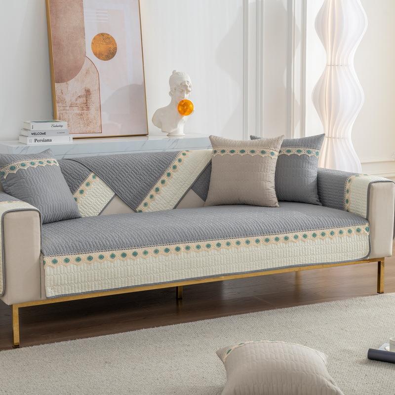 Spring Cotton Color Matching Lace Sofa Cushion Simple Cotton Fabrics Non-Slip Sofa Cushion Towel