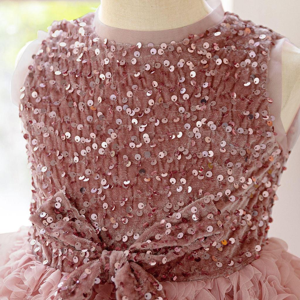 Girls' Sequin Rose Patchwork Party Princess Dress