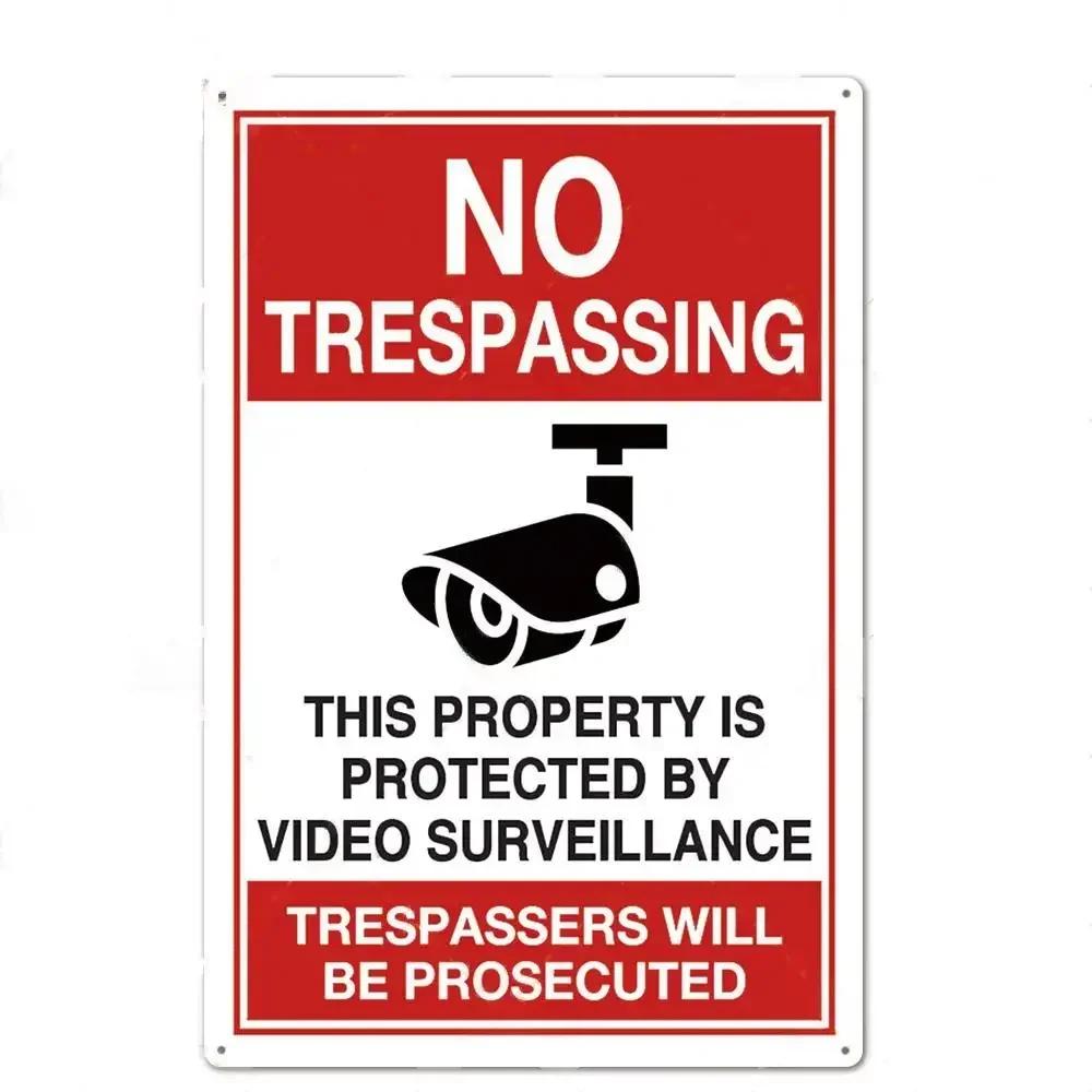 No Trespassing No Entry Private Property Warning Signs Public Garage Workshop Wall Decor Vintage Metal Sign 8x12 Inch