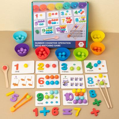 Materiali Montessori per la Matematica Puzzle di Abbinamento Digitale Cognitivo per Bambini Puzzle Ingegno Ingegno Perle Giocattoli di Azione Fine per Bambini