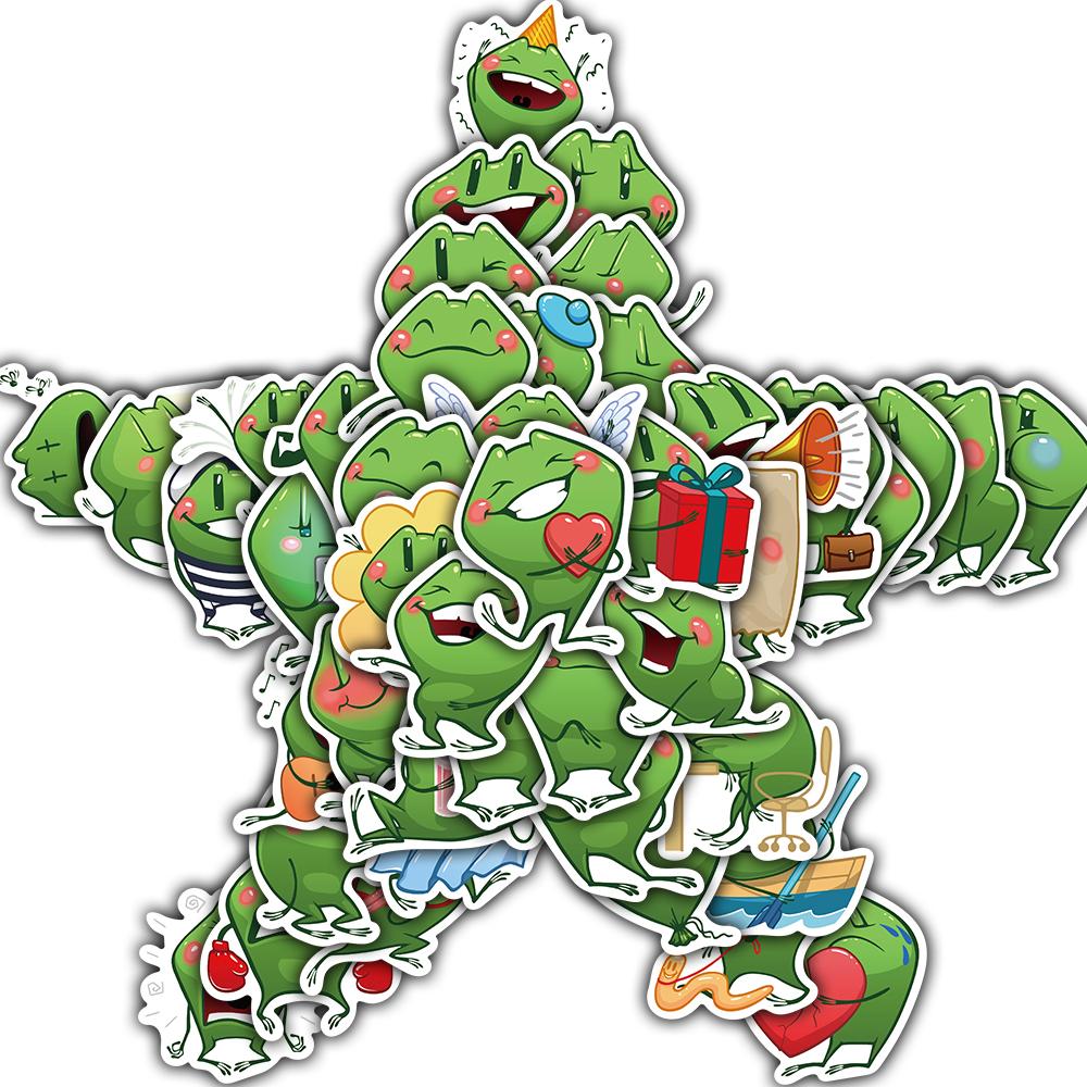 

44/88PCS Cartoon Frog Stickers Aesthetic Nostalgia Fashion Stationery Laptop Luggage Cool Cafe Living Room Scrapbooking Sticker