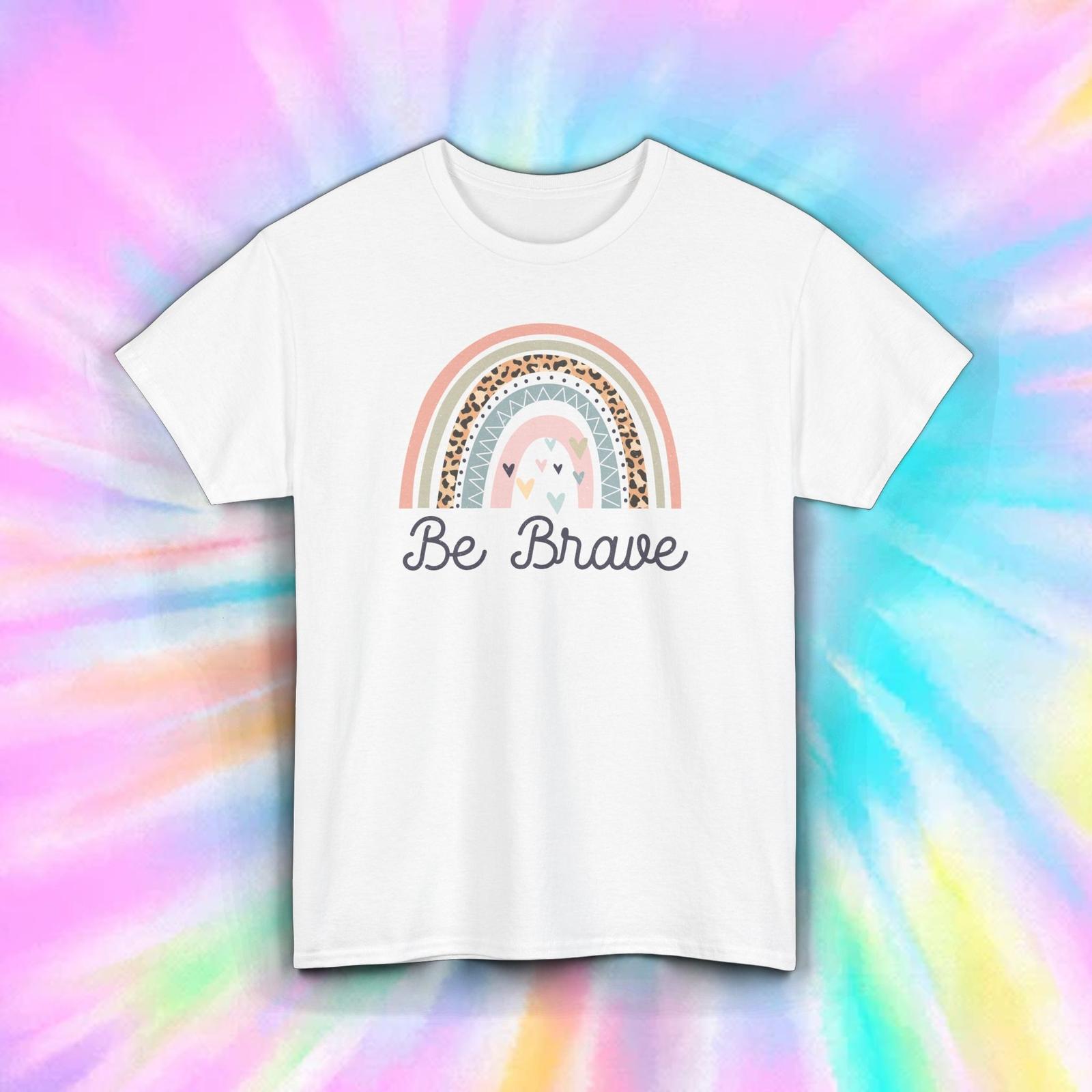 Be Brave Inspirational Quote Leopard Rainbow Motivational Boho T-Shirt Mens Womens Tees Top S-5XL M