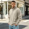Men's Vintage Corduroy Long Sleeve Zip Up Shirt Stand Collar Casual Top
