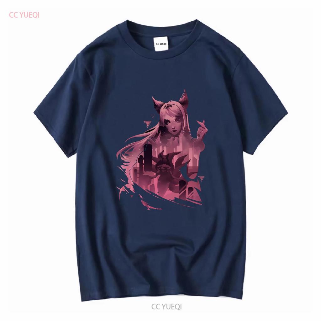League of Legend Ahri T Shirt Long or Short Sleeves Vintage Washed Streetwear Stylish Top For Everyday Wear Homme Soft Fashion