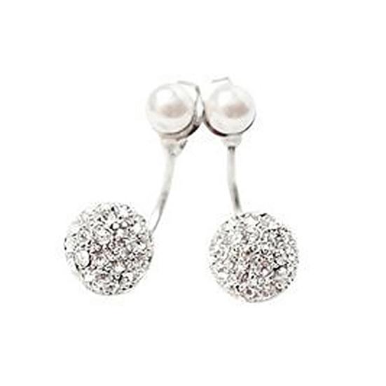 1Pair Ear Studs Faux Pearl Decor Jewelry Alloy Women Front Back Stud Earrings for Birthday Party