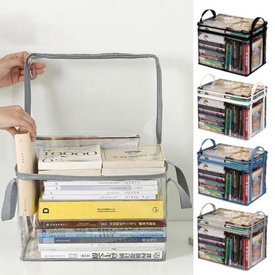 Bolsa transparente dobrável empilhável bolsa transparente portátil bolsa de armazenamento de quadrinhos estudante