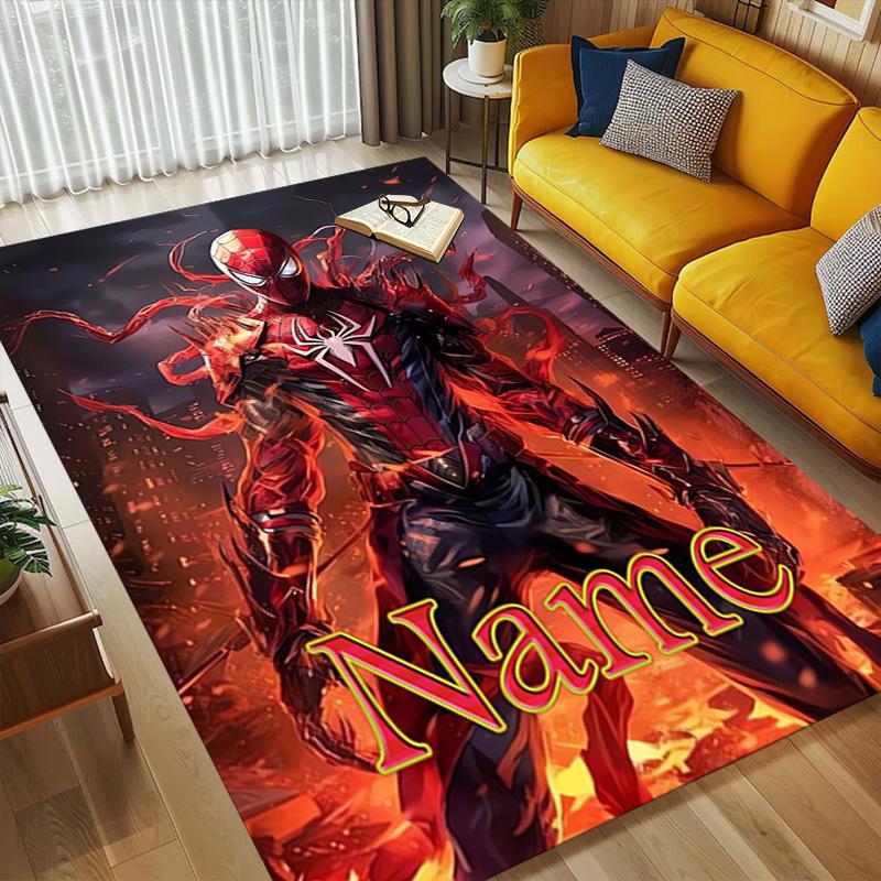 Personalized Name S-Spider M-Man Urban Living Room Non-Slip Area Rug Soft Carpet for Bedroom Kids Playroom Sofa Office Home Decor Doormat