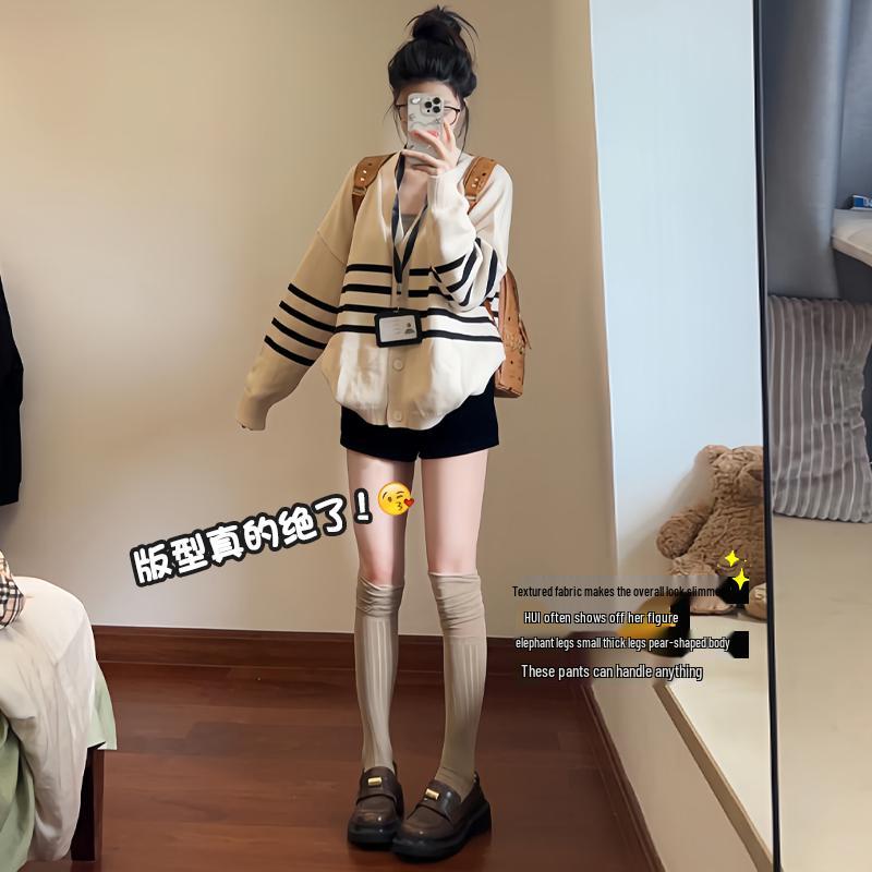 Women's High-Waist Black Suit Hot Pants - Spring/Summer Slimming Sportswear Shorts