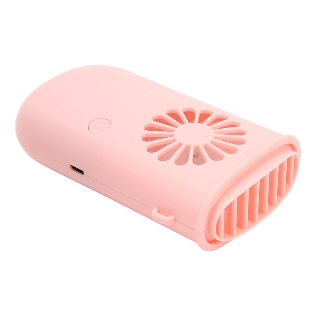 Przenośny wentylator na szyję z 3 prędkościami, ładowany, 800mAh, mini wentylator naszyjnikowy do biura, na kemping, na wędrówki, różowy