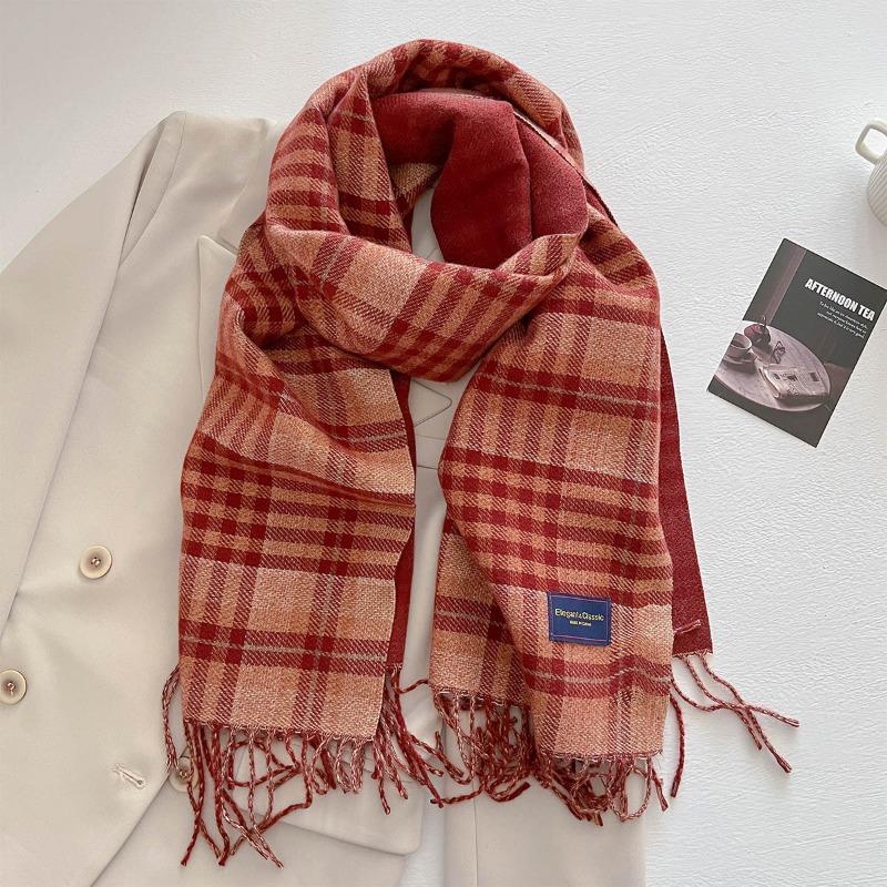 Autumn and Winter New Imitation Cashmere Plaid Scarf Women's Daily Couple Thickened Warm Scarf Shawl