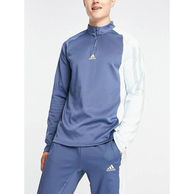 

Темно-синяя толстовка на молнии 1/4 со вставками adidas Training Vintage Sports