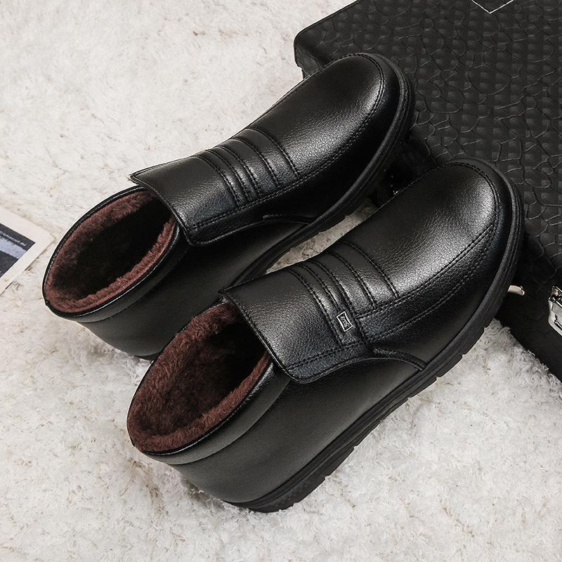 Men's Winter Non-Slip Slip-On Cotton Shoes for Middle-Aged & Elderly with Velvet Lining