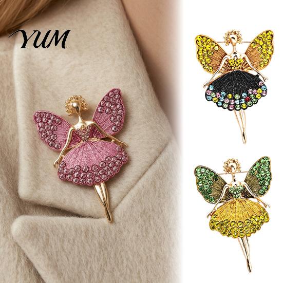 Daily Wear Jewelry Sparkling Rhinstone Ballet Fairy Brooch, Winged Dancer Girl Alloy Lapel Brooch Pin Pin, Women Accessories for Suit Dress Coat Scarf