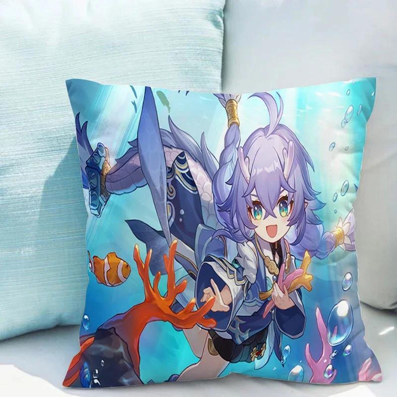Honkai Star Rail X Cushions Covers Double-sided Printing Cushion Cover X Short Plush Decoration Living Room Car Sofa