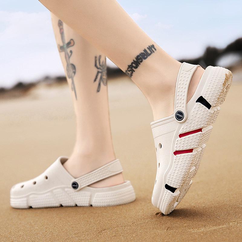 Men's Hole Shoes Sandals: Plus Size Outdoor Slippers for Travel and Beach.