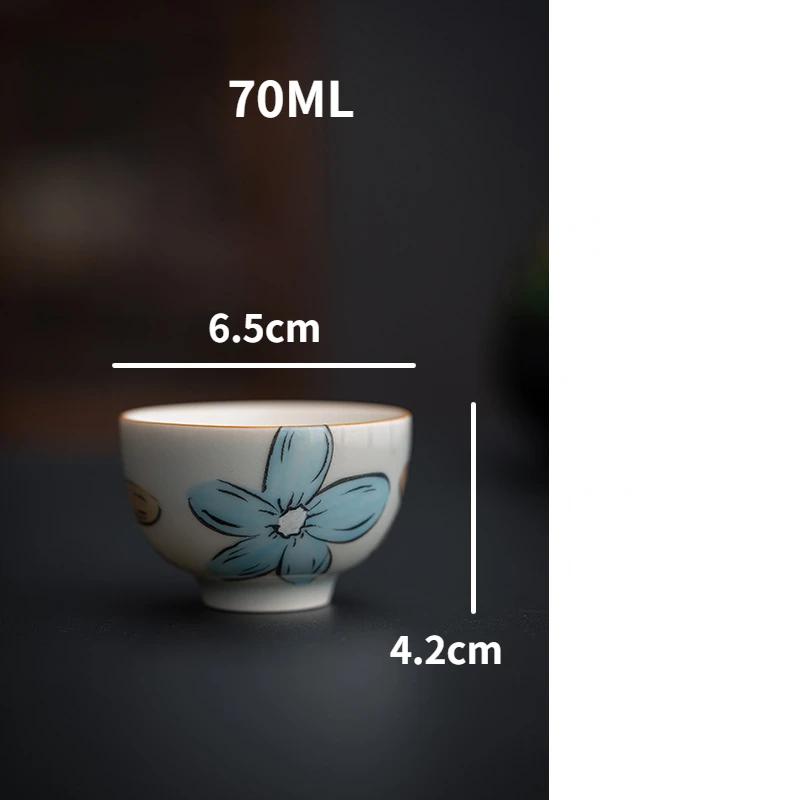 Japanese Cherry Blossom Ceramic Teapot Teacups Creative Ice Gray Glaze Teapot Household Kung Fu Tea Set Tea Storage Jar
