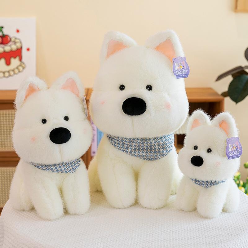 Cute Scarf West Highland Dog Plush Toy Children's Doll Office Pillow Grab Machine Doll Home Decoration