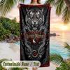 Tiger Dragon Fantasy Theme Quick Dry Beach Towel Custom Name Text Print Large Sand Resistant Towel Beach Vacation