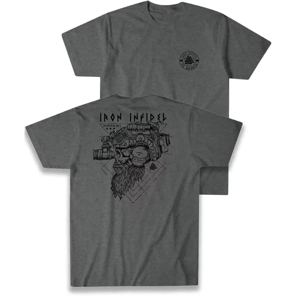 

2025 К Вальхалле Футболка Американский Бородатый Воин Тактическая Футболка с Черепом Новая Хлопковая Футболка с Коротким Рукавом и Круглым Вырезом Повседневный Мужской Женский Топ S