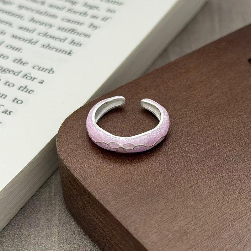 Yunjian Streamer Sweet Wind Niche Design Butterfly Flower Ring Female Enamel Hollow Stacked Ring Tide