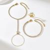 Stainless Steel Gold Plated Butterfly Design Matte Polished Mix Open Bangle Set Minimalist Trendy Stackable Zircon Bracelets for