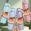 1PC Slice Watermelon Fruit 750ml Color Plastic Sports Water Bottle Leakproof Flip Straw Lid Suitable for Sports Office Home Use