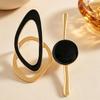 Black Enamel Geometric Drop Earrings Set for Women
