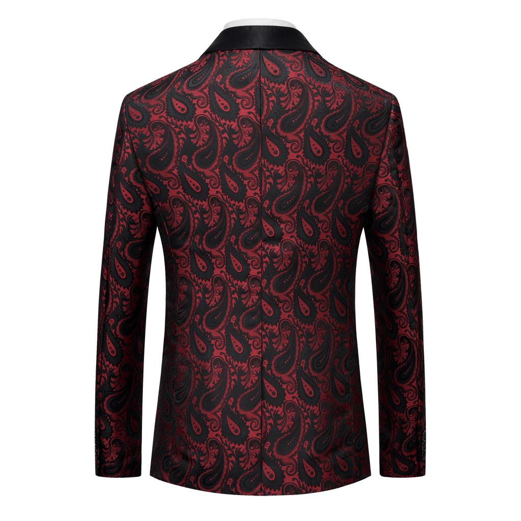 Men's Slim-Fit Jacquard Blazer: Stylish Single-Breasted Formal Wear for Stage Performances, Weddings, and Banquets