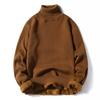 2024 Autumn Men Turtleneck Sweater Fleece-lined  Jumper Sweater Cozy Stylish Men Sweater Male Warm Slim Knitting Pullovers