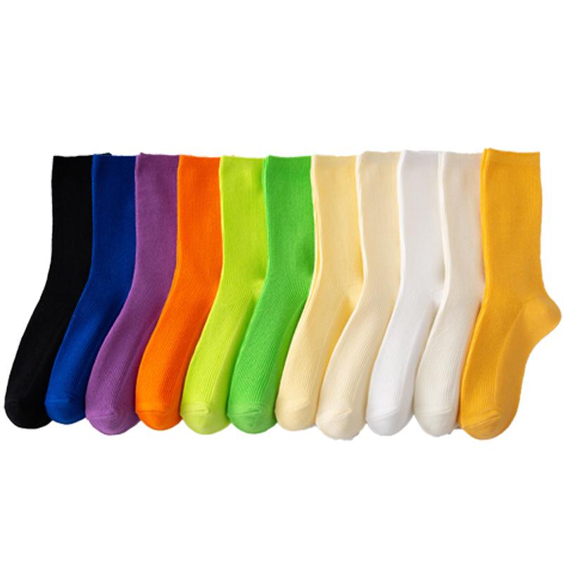 Female Autumn Fashion New Colorful Candy Color In The Tube Pile Socks