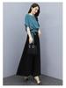 2022 Summer Chiffon Wide-Leg Pants Set: Elegant Goddess Style Two-Piece for Women - Fashionable, Drapey, Slimming.