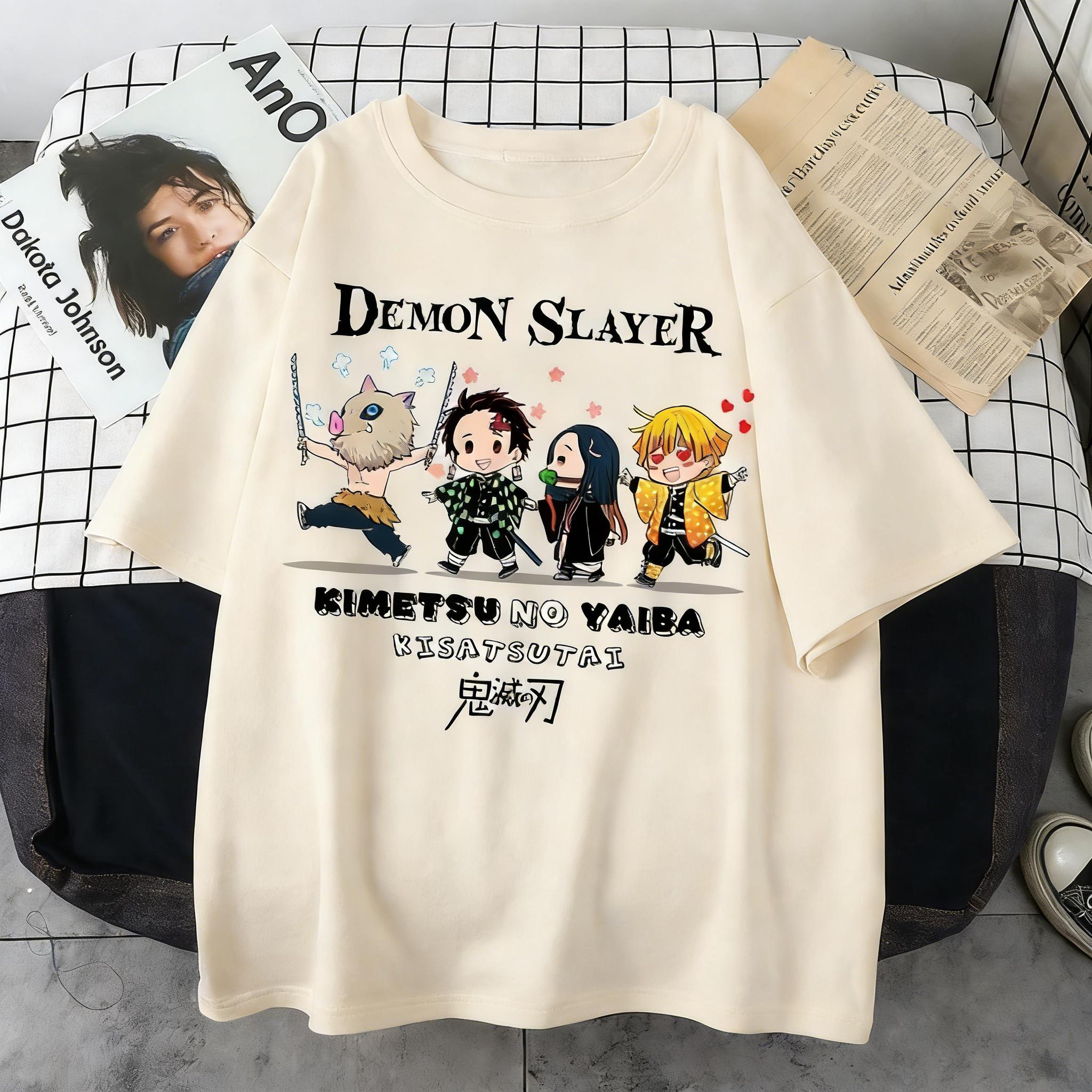 

Plus Size Demon Slayer Summer Anime Printed Unisex Women Tshirt Casual Parent Child Top Fashion Street Wear Harajuku Style Y2K S