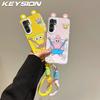 KEYSION Милий мультяшний чохол з вушками для Samsung A55 5G A35 A15 4G 5G зі шнурком М'який силіконовий+ПК Протиударний чохол для телефону для Galaxy A05S