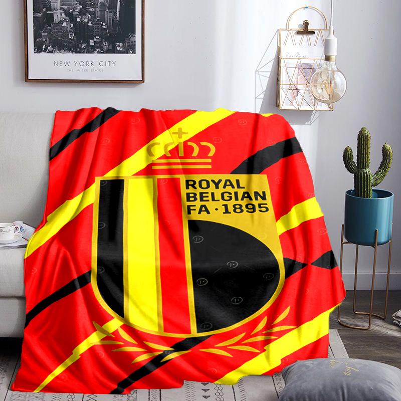 Belgium Football Crest Emblem Blanket Flannel Throw for Sofa, Indoor, Camping, Living Room, Office, Chair, And Bed Soft Birthday Gift